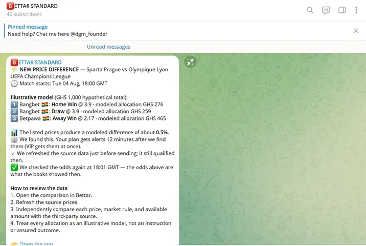 Bettar Standard Telegram channel